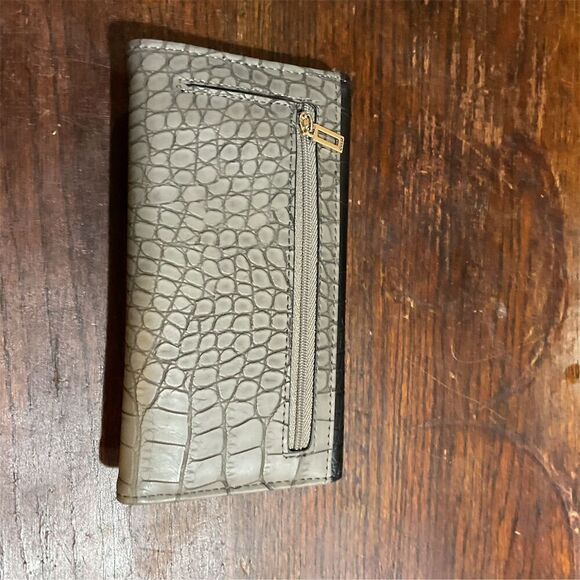 Guess Shoulder Tote Bag & Wallet Set Color Block Croc Print Chain Accent Black​​ - Picture 10 of 16